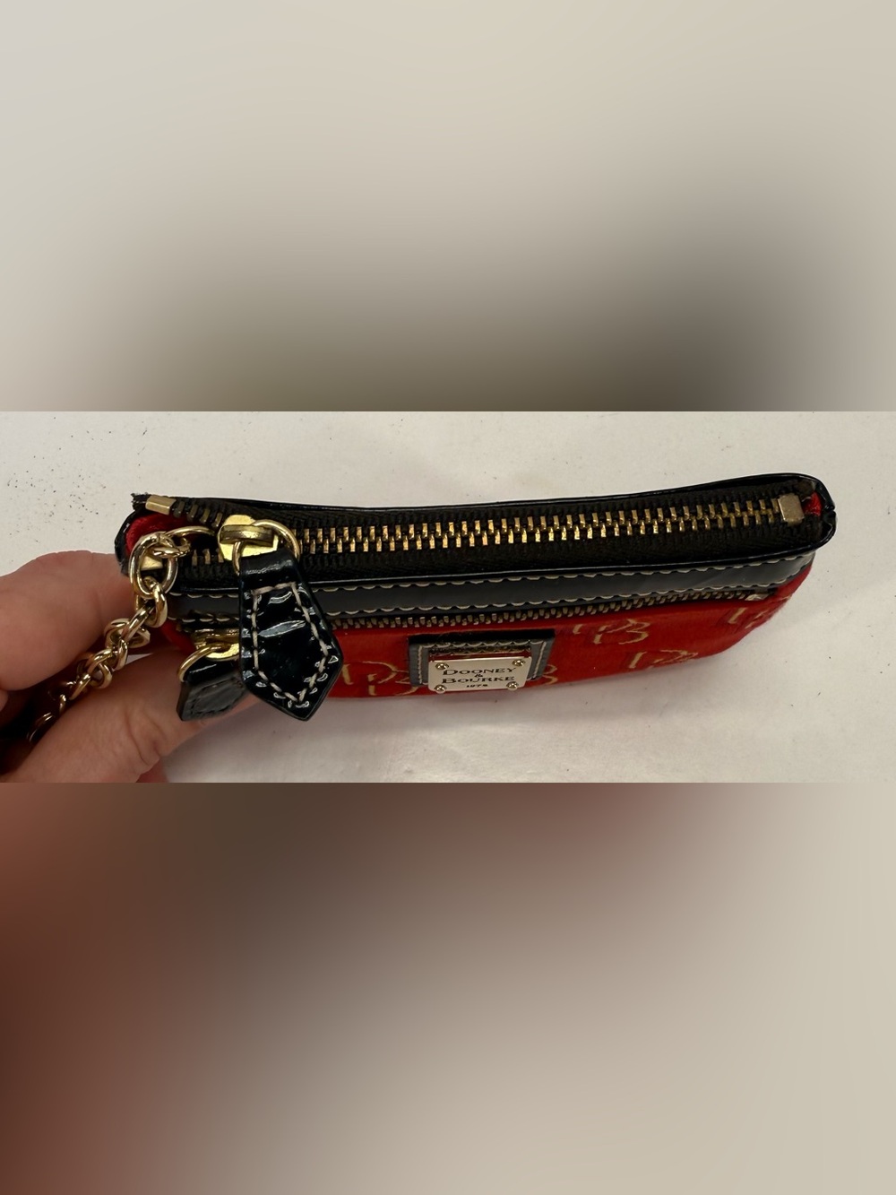 Dooney & Bourke Red Small Coin Case with Gold Hardware - Picture 6 of 11